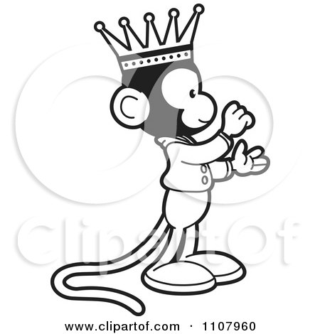 Clipart Happy Black And White King Monkey In Profile - Royalty Free Vector Illustration by Lal Perera