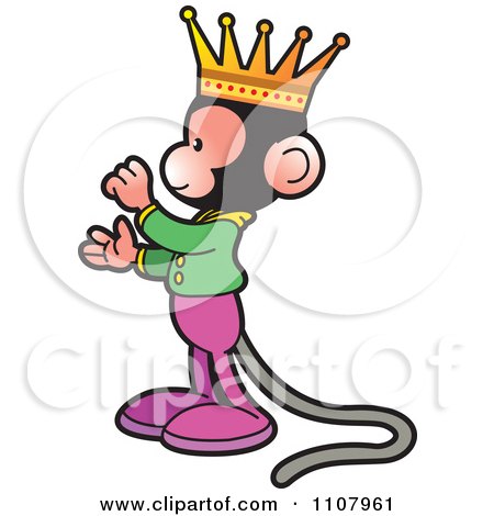 Clipart Happy King Monkey In Profile - Royalty Free Vector Illustration by Lal Perera