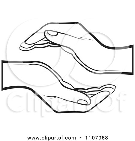 Clipart Black And White Supportive Human Hands - Royalty Free Vector Illustration by Lal Perera