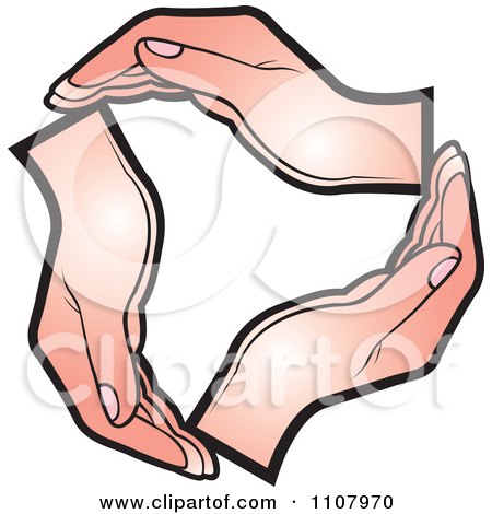 Clipart Circle Of Three Human Hands - Royalty Free Vector Illustration by Lal Perera