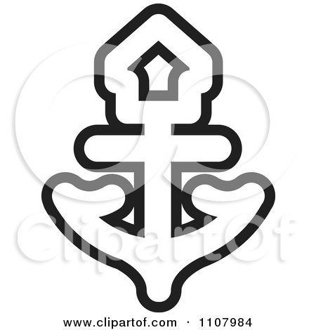 Clipart Black And White Nautical Anchor - Royalty Free Vector Illustration by Lal Perera