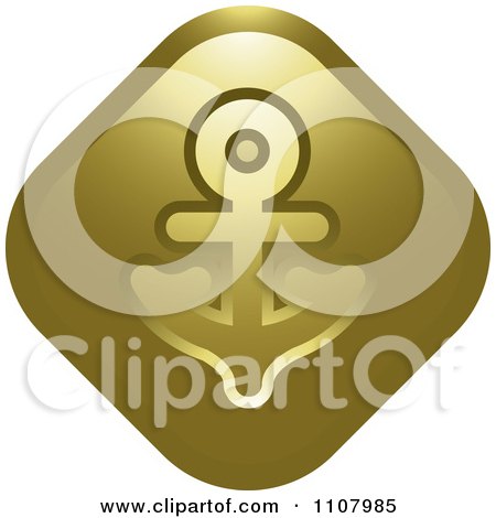 Clipart Gold Nautical Anchor Icon - Royalty Free Vector Illustration by Lal Perera