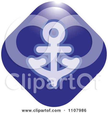 Clipart Blue Nautical Anchor Icon - Royalty Free Vector Illustration by Lal Perera