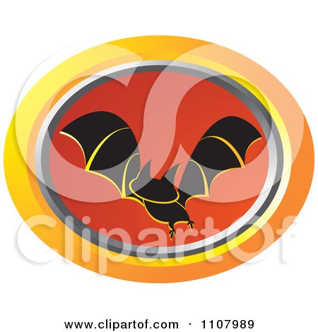 Clipart Oval Flying Bat Icon 2 - Royalty Free Vector Illustration by Lal Perera