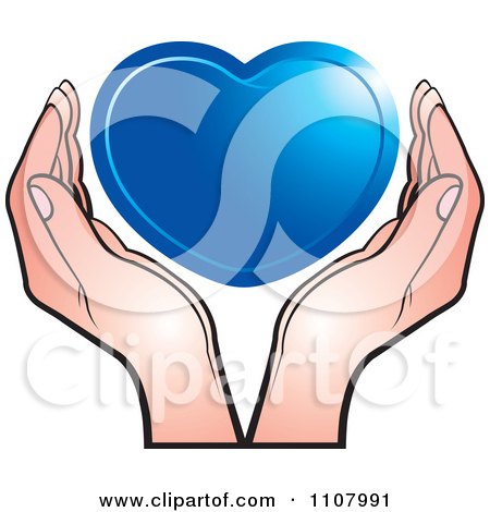 Clipart Hands Holding A Blue Heart - Royalty Free Vector Illustration by Lal Perera