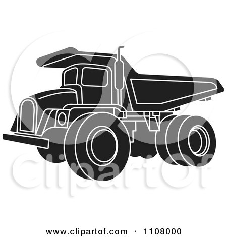 Clipart Black And White Dump Truck 1 - Royalty Free Vector Illustration by Lal Perera