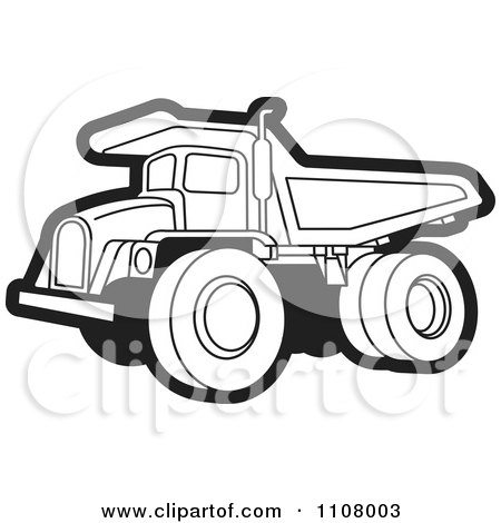 Clipart Black And White Dump Truck 2 - Royalty Free Vector Illustration by Lal Perera