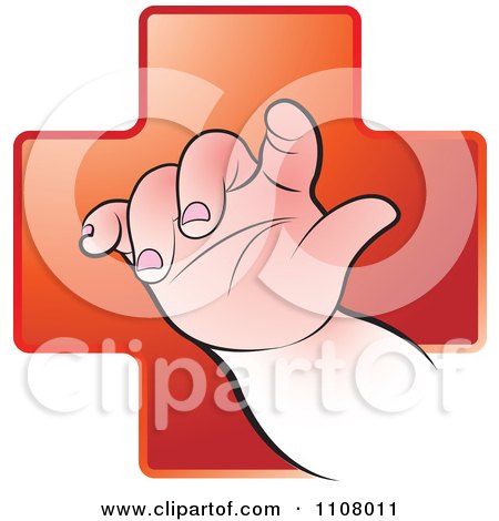 Clipart Baby Hand Over A Medical Cross - Royalty Free Vector Illustration by Lal Perera