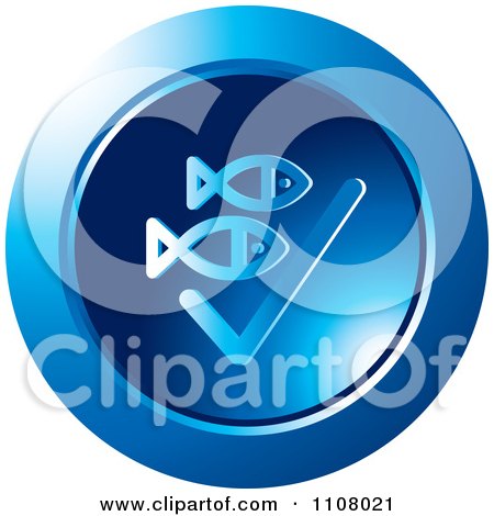 Clipart Round Blue Fish And Check Mark Icon - Royalty Free Vector Illustration by Lal Perera