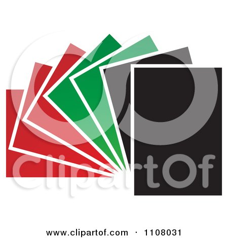 Clipart Red Green And Black Papers Fanned Out - Royalty Free Vector Illustration by Lal Perera