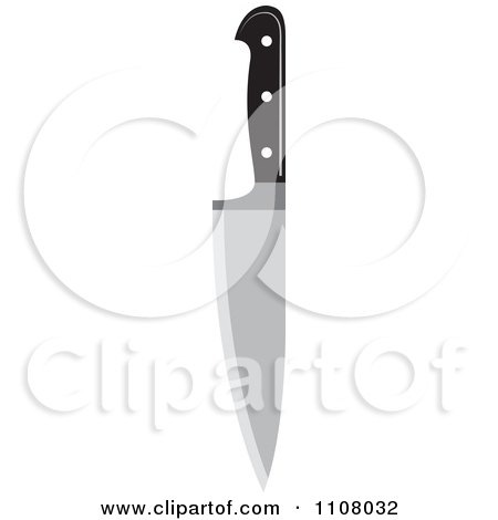 Clipart Black Handled Kitchen Knife - Royalty Free Vector Illustration by Lal Perera