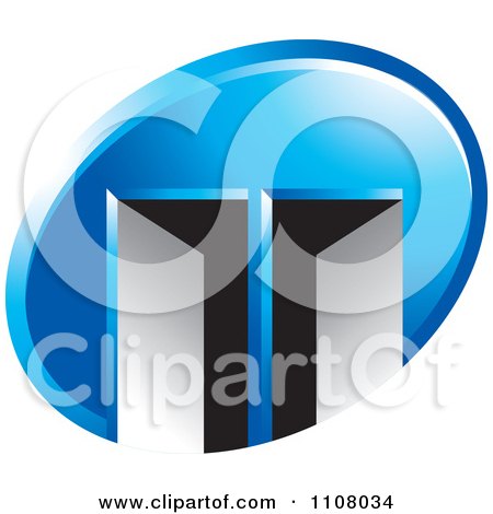 Clipart Blue Oval With Two Open Doors - Royalty Free Vector Illustration by Lal Perera