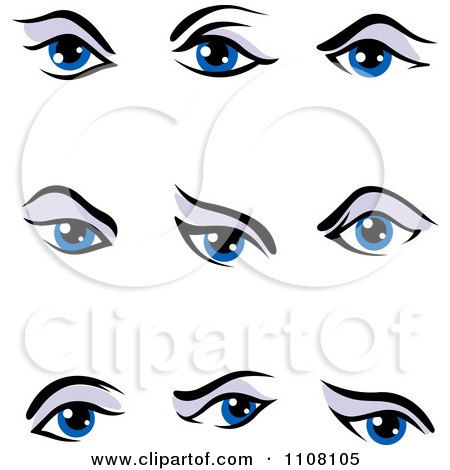 Clipart Blue Expressional Eyes With Purple Eye Shadow - Royalty Free Vector Illustration by Vector Tradition SM