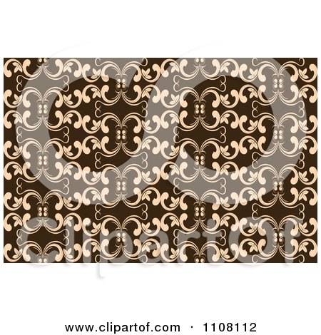 Clipart Seamless Tan And Brown Ornate Pattern With Vines - Royalty Free Vector Illustration by Vector Tradition SM