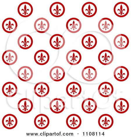 Clipart Seamless Red Fleur De Lys Circle Pattern On White - Royalty Free Vector Illustration by Vector Tradition SM