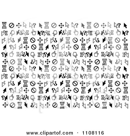 Clipart Seamless Background Of Black And White Computer Cursors - Royalty Free Vector Illustration by Vector Tradition SM
