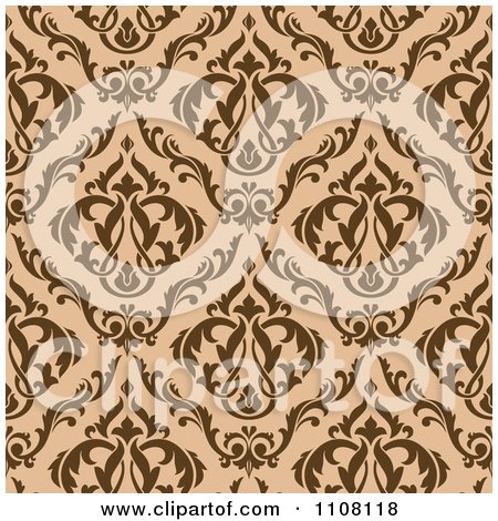 Clipart Seamless Tan And Brown Ornate Floral Diamond Pattern - Royalty Free Vector Illustration by Vector Tradition SM