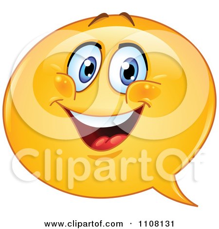 Clipart Happy Chat Balloon Emoticon Face - Royalty Free Vector Illustration by yayayoyo