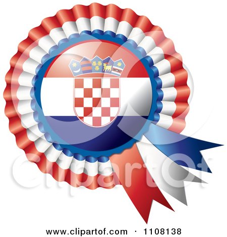 Clipart Shiny Croatian Flag Rosette Bowknots Medal Award - Royalty Free Vector Illustration by MilsiArt
