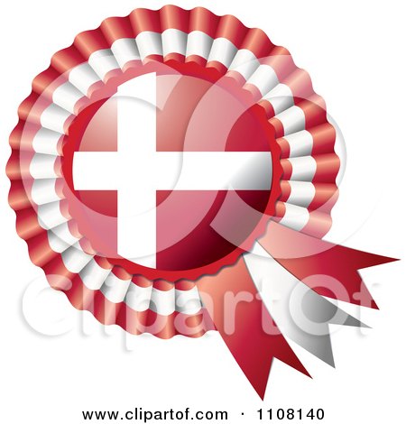 Clipart Shiny Denmark Flag Rosette Bowknots Medal Award - Royalty Free Vector Illustration by MilsiArt