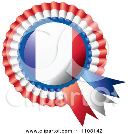 Clipart Shiny French Flag Rosette Bowknots Medal Award - Royalty Free Vector Illustration by MilsiArt