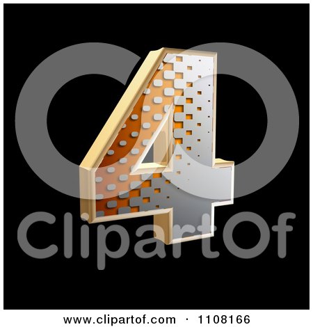 Clipart 3d Halftone Number 4 On Black - Royalty Free Illustration by chrisroll