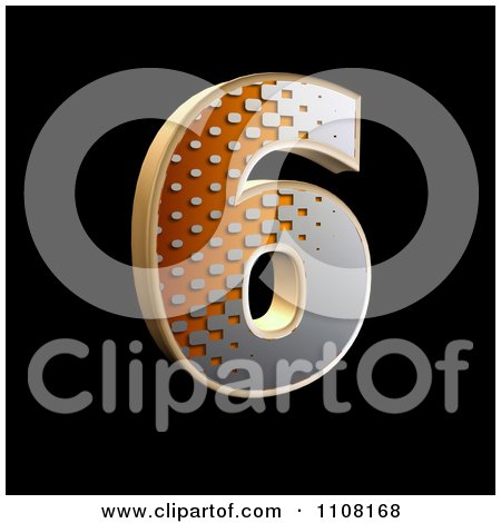 Clipart 3d Halftone Number 6 On Black - Royalty Free Illustration by chrisroll