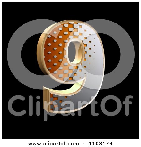 Clipart 3d Halftone Number 9 On Black - Royalty Free Illustration by chrisroll
