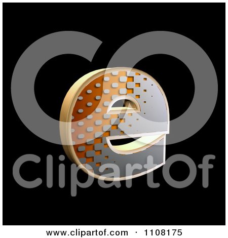 Clipart 3d Halftone Lowercase Letter E On Black - Royalty Free Illustration by chrisroll