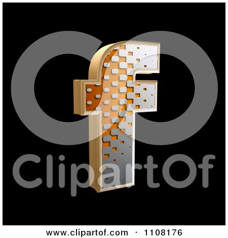 Clipart 3d Halftone Lowercase Letter F On Black - Royalty Free Illustration by chrisroll