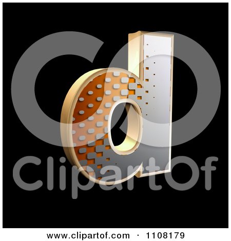 Clipart 3d Halftone Lowercase Letter D On Black - Royalty Free Illustration by chrisroll