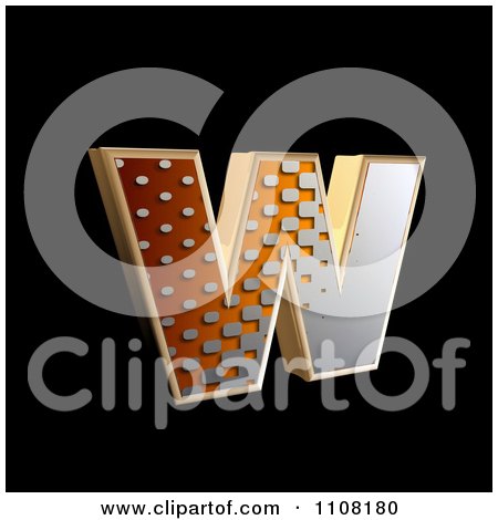 Clipart 3d Halftone Lowercase Letter W On Black - Royalty Free Illustration by chrisroll