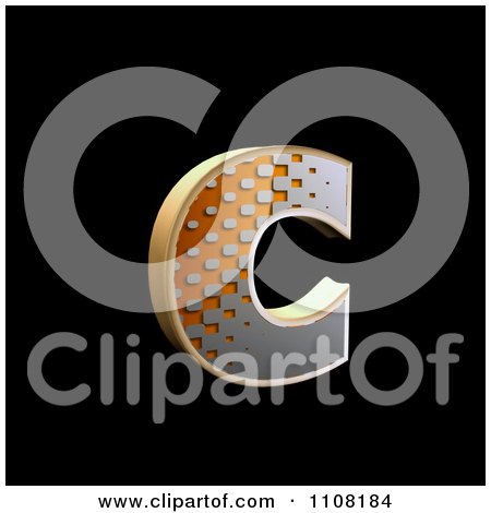Clipart 3d Halftone Lowercase Letter C On Black - Royalty Free Illustration by chrisroll