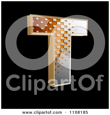 Clipart 3d Halftone Capital Letter T On Black - Royalty Free Illustration by chrisroll
