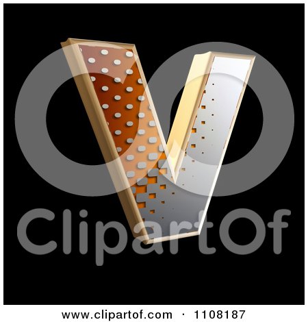 Clipart 3d Halftone Capital Letter V On Black - Royalty Free Illustration by chrisroll
