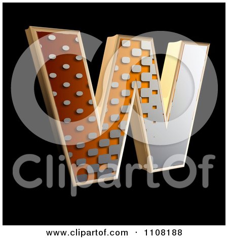 Clipart 3d Halftone Capital Letter W On Black - Royalty Free Illustration by chrisroll