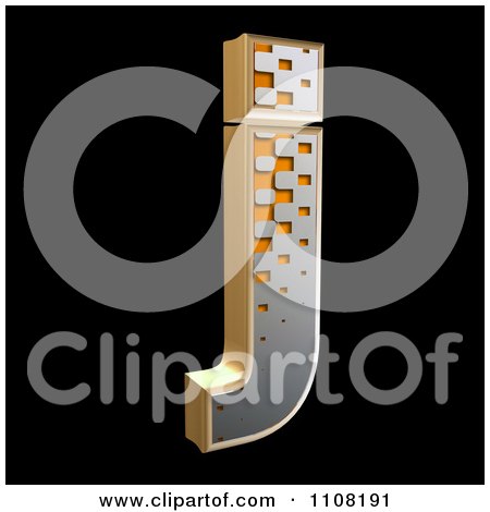 Clipart 3d Halftone Lowercase Letter J On Black - Royalty Free Illustration by chrisroll