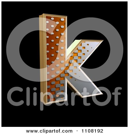 Clipart 3d Halftone Lowercase Letter K On Black - Royalty Free Illustration by chrisroll