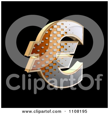 Clipart 3d Halftone Euro Symbol On Black - Royalty Free Illustration by chrisroll