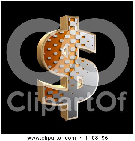 Clipart 3d Halftone Dollar Symbol On Black - Royalty Free Illustration by chrisroll