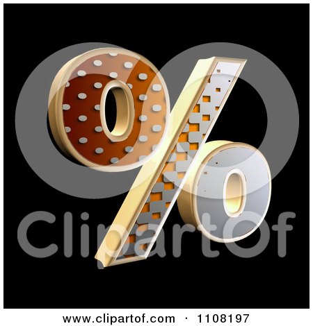 Clipart 3d Halftone Percent Symbol On Black - Royalty Free Illustration by chrisroll