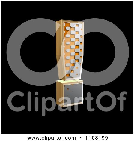 Clipart 3d Halftone Exclamation Point On Black - Royalty Free Illustration by chrisroll