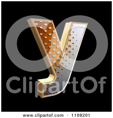 Clipart 3d Halftone Lowercase Letter Y On Black - Royalty Free Illustration by chrisroll