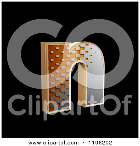 Clipart 3d Halftone Lowercase Letter N On Black - Royalty Free Illustration by chrisroll