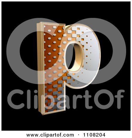 Clipart 3d Halftone Lowercase Letter P On Black - Royalty Free Illustration by chrisroll