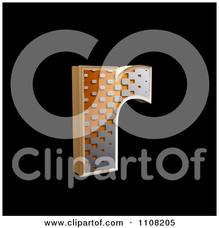 Clipart 3d Halftone Lowercase Letter R On Black - Royalty Free Illustration by chrisroll