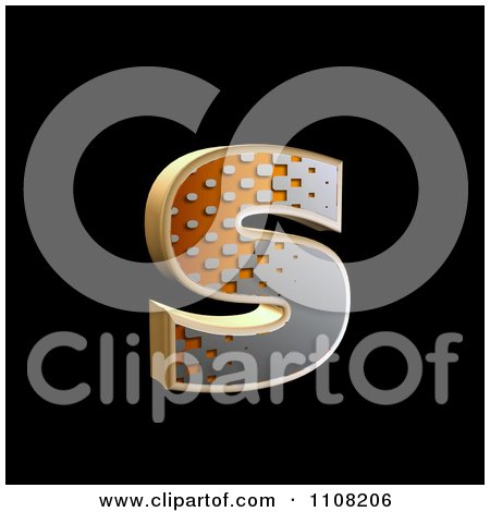 Clipart 3d Halftone Lowercase Letter S On Black - Royalty Free Illustration by chrisroll