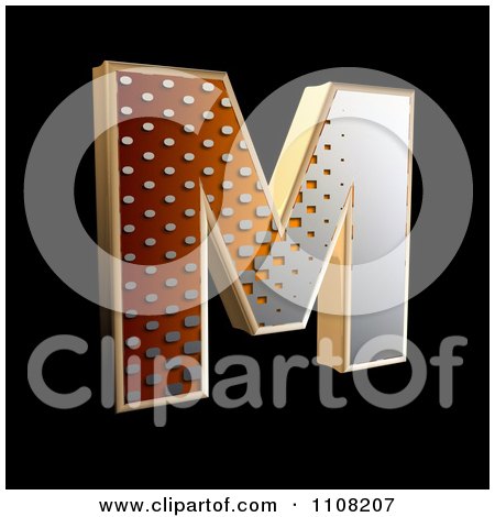 Clipart 3d Halftone Capital Letter M On Black - Royalty Free Illustration by chrisroll