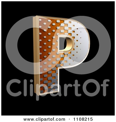 Clipart 3d Halftone Capital Letter P On Black - Royalty Free Illustration by chrisroll