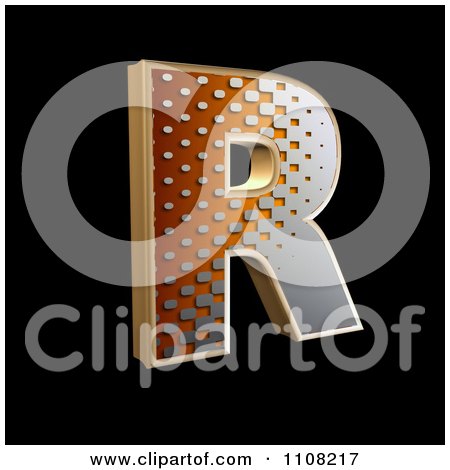 Clipart 3d Halftone Capital Letter R On Black - Royalty Free Illustration by chrisroll